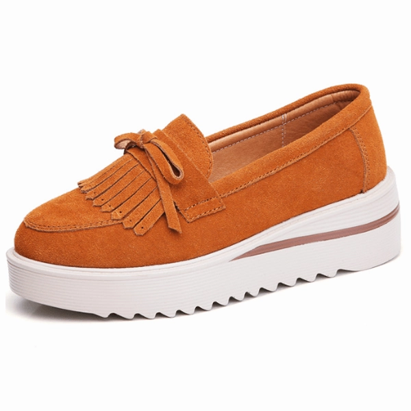 Comfy Slip-On Suede Tassel Platform Shoes Casual Shoes Clearance Sale