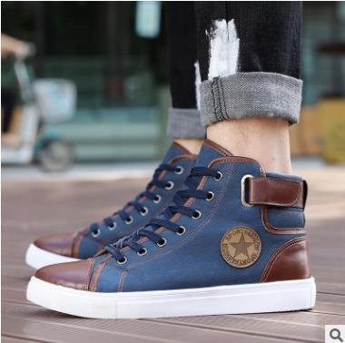 Front Lace-Up Leather Ankle Boots Men Casual High Top Shoes Rocketdog Sneakers