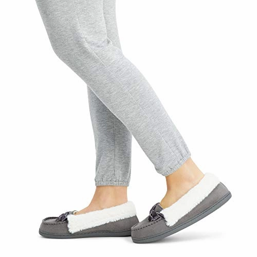 Jessica Simpson Womens Micro Suede Moccasin Indoor Outdoor Slipper Shoe,Grey,Large Haute Hippie Slippers