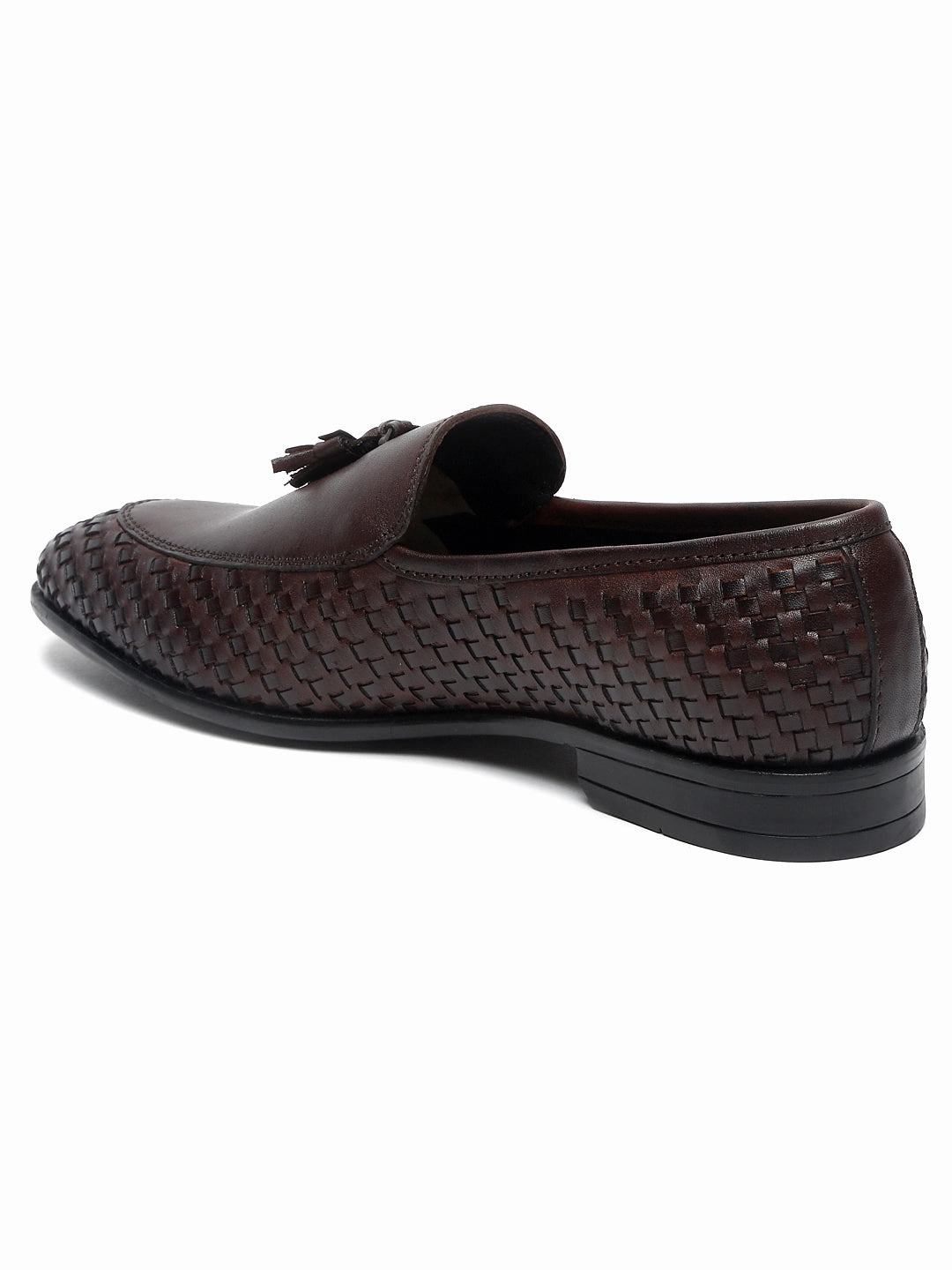 Teakwood Leather Men Brown Basket Weave Loafers Skate Casual Shoes