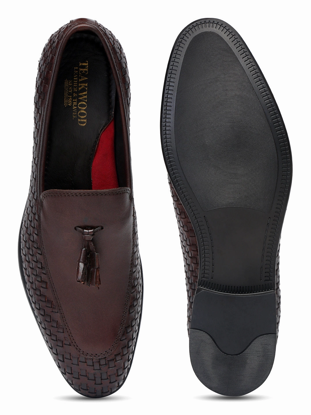 Teakwood Leather Men Brown Basket Weave Loafers Myntra Casual Shoes