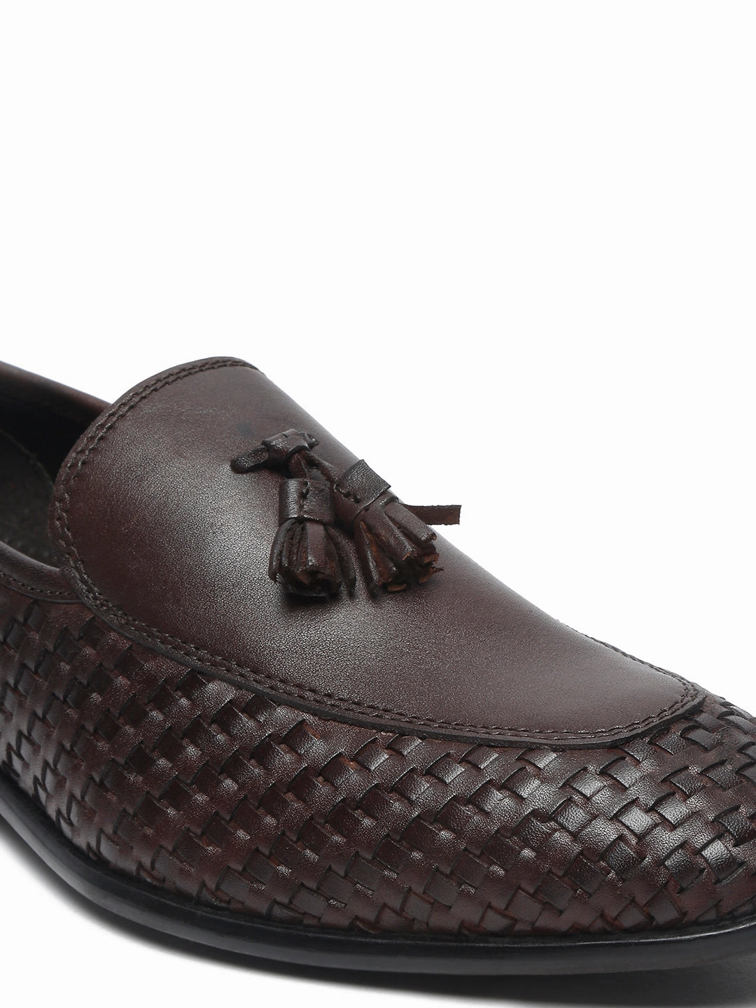 Teakwood Leather Men Brown Basket Weave Loafers Top Ten Casual Shoes