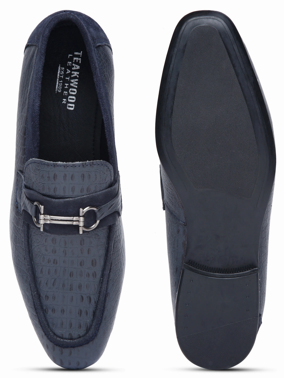 Crib Casual Shoes Teakwood Leather Men's Blue Casual Loafers