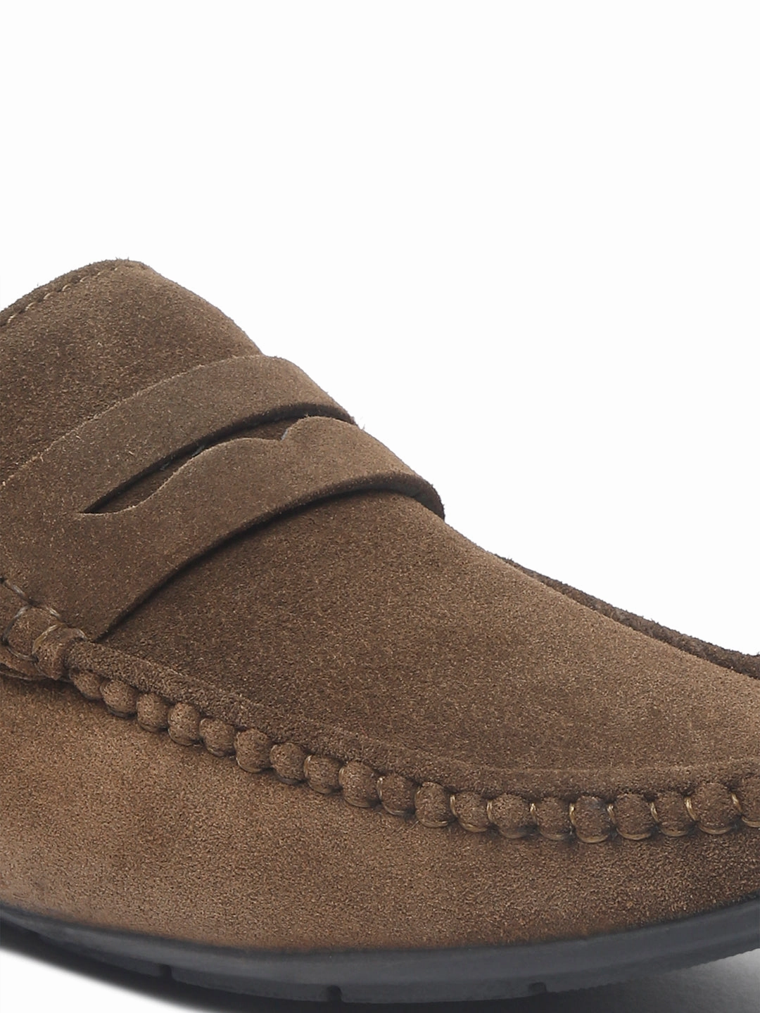 Loafer Casual Dress Shoes Teakwood Leather Men Solid Round-Toe Olive Loafer