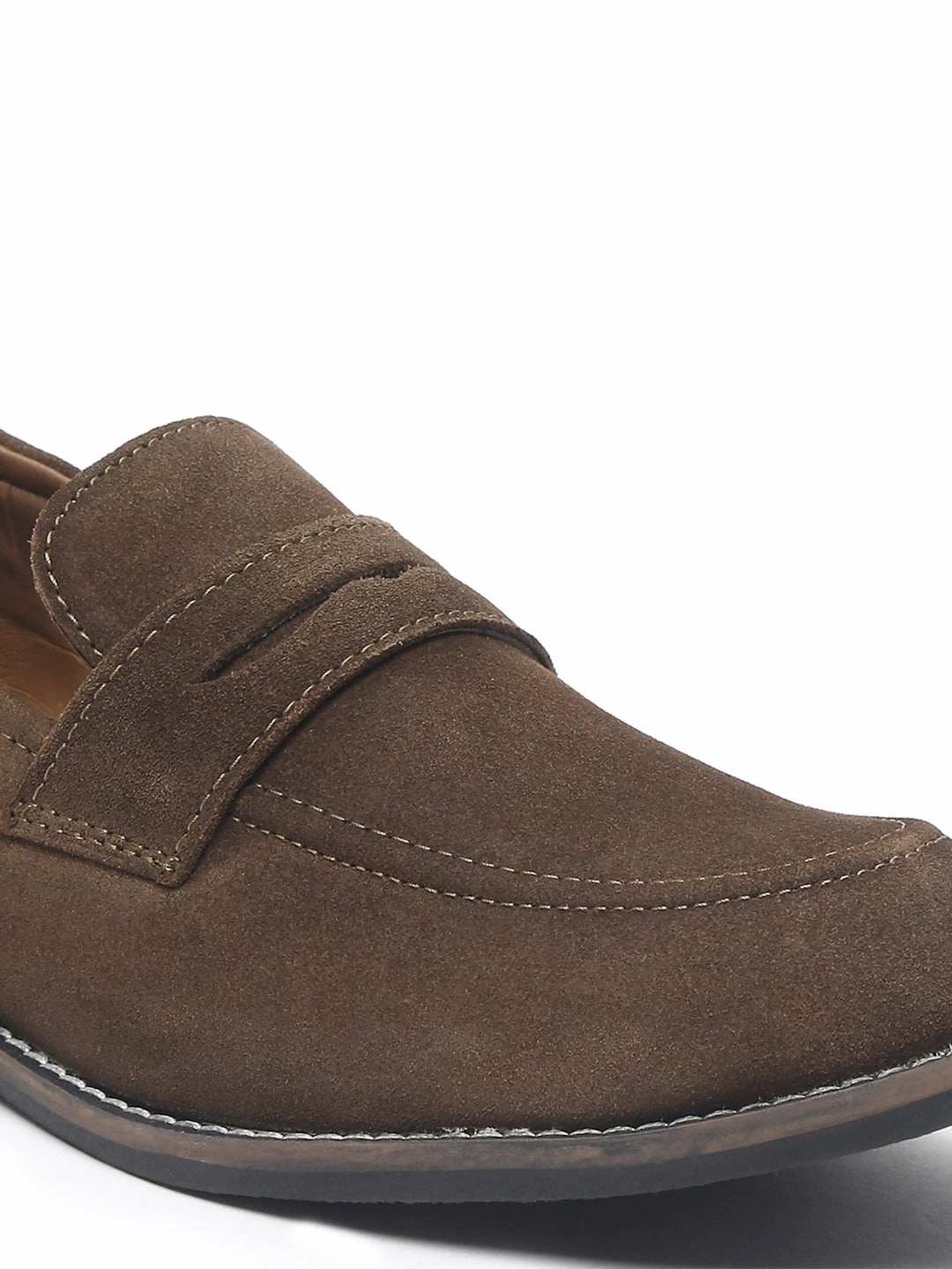 Teakwood Leather Men Solid Round-Toe Olive Loafers Business Casual With Running Shoes