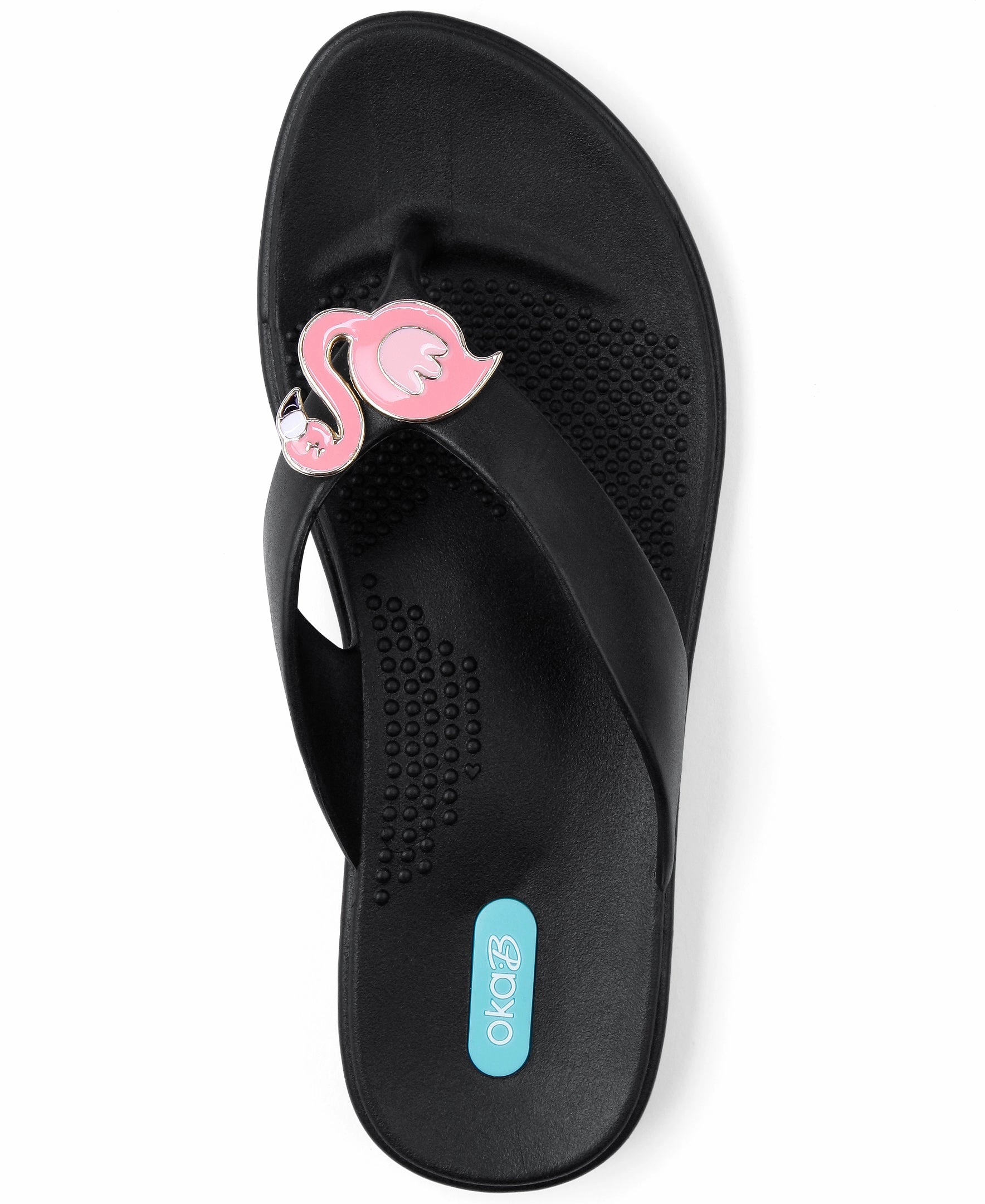 Oka-B Farrah Women's Flip Flops with Pink Flamingo Pendants Graphic Flip Flops