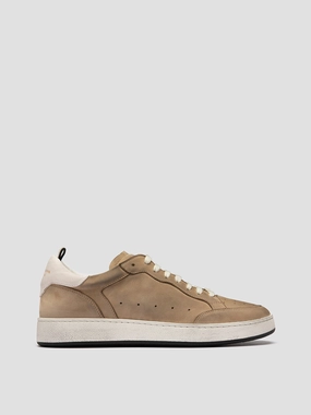 Sneakers Racing THE ANSWER 002 - Beige Leather and Suede Low Top Sneakers