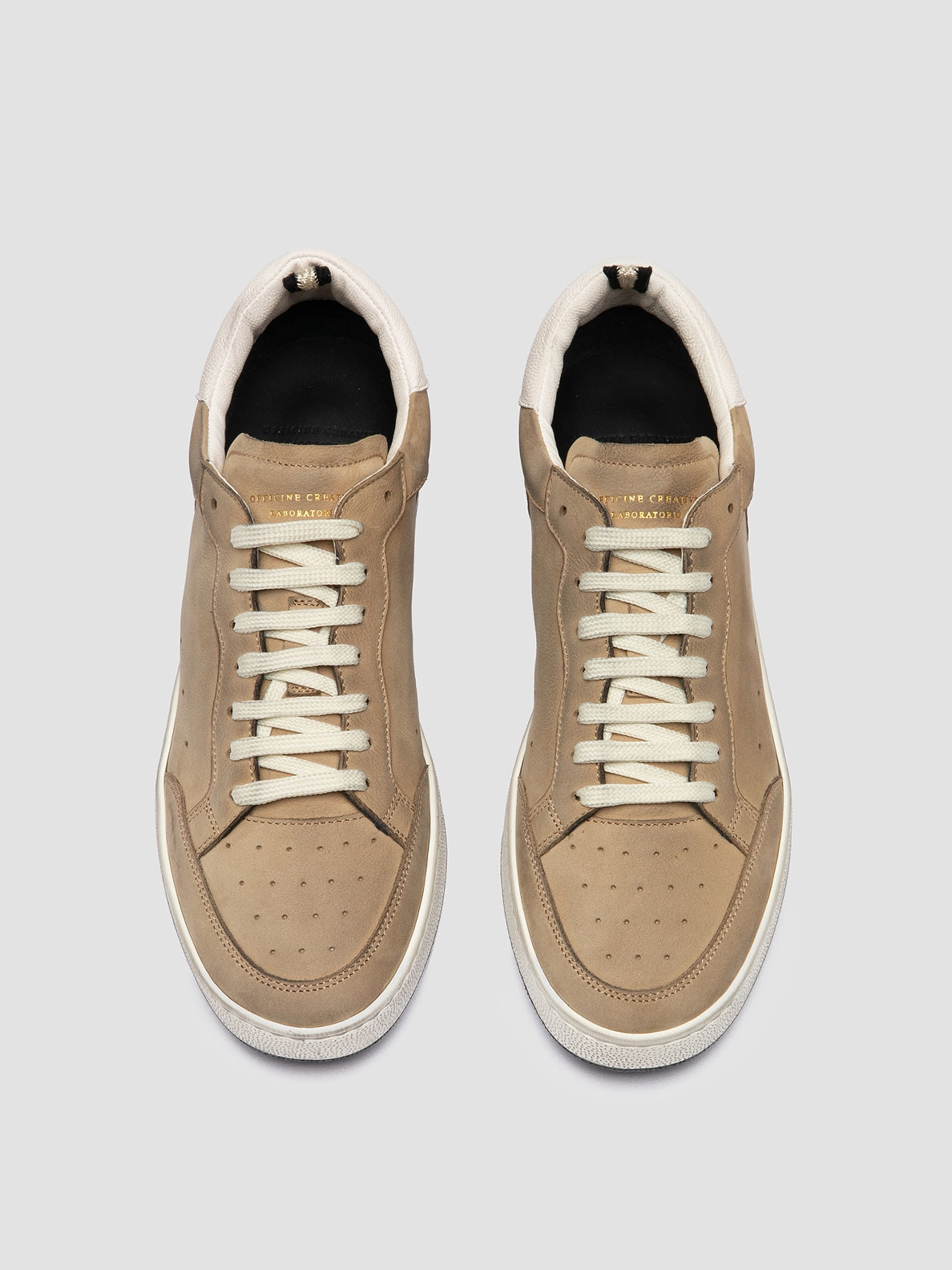 Size 9 Sneakers THE ANSWER 002 - Beige Leather and Suede Low Top Sneakers