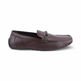The Robuk Brown Men's Leather Driving Loafers Tresmode Shell Cordovan Loafers