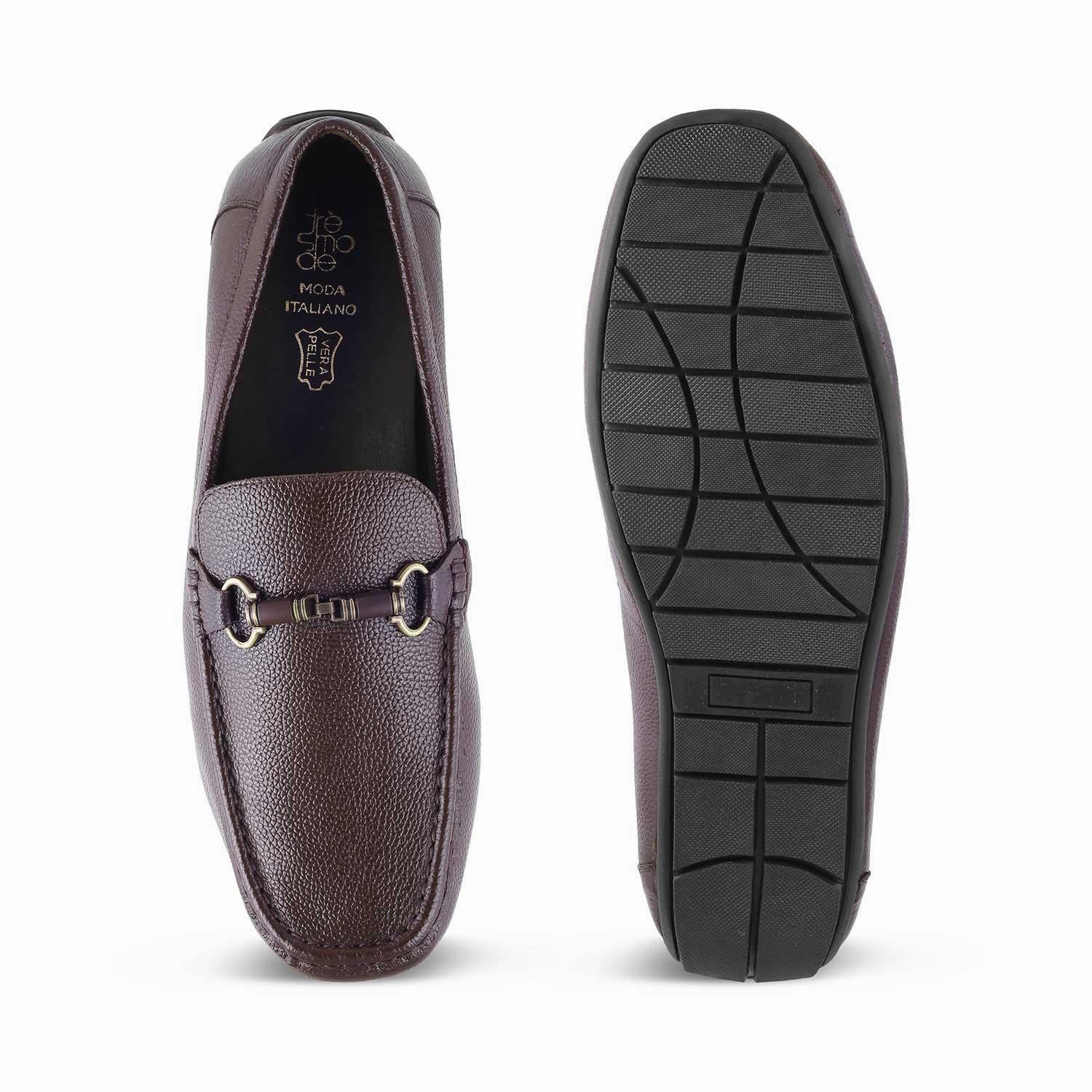 The Robuk Brown Men's Leather Driving Loafers Tresmode Nine West High Heel Loafers