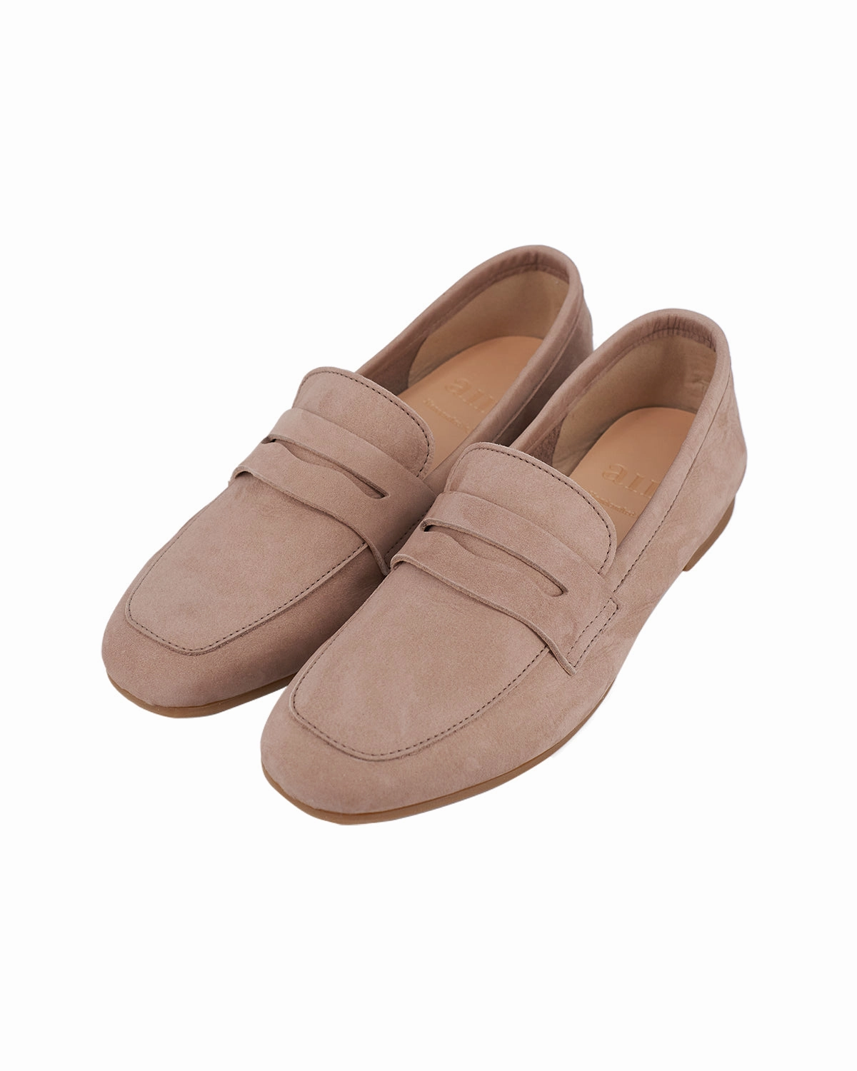 Thea Penny Loafers - Sand Beige Velvet Loafers With Tuxedo