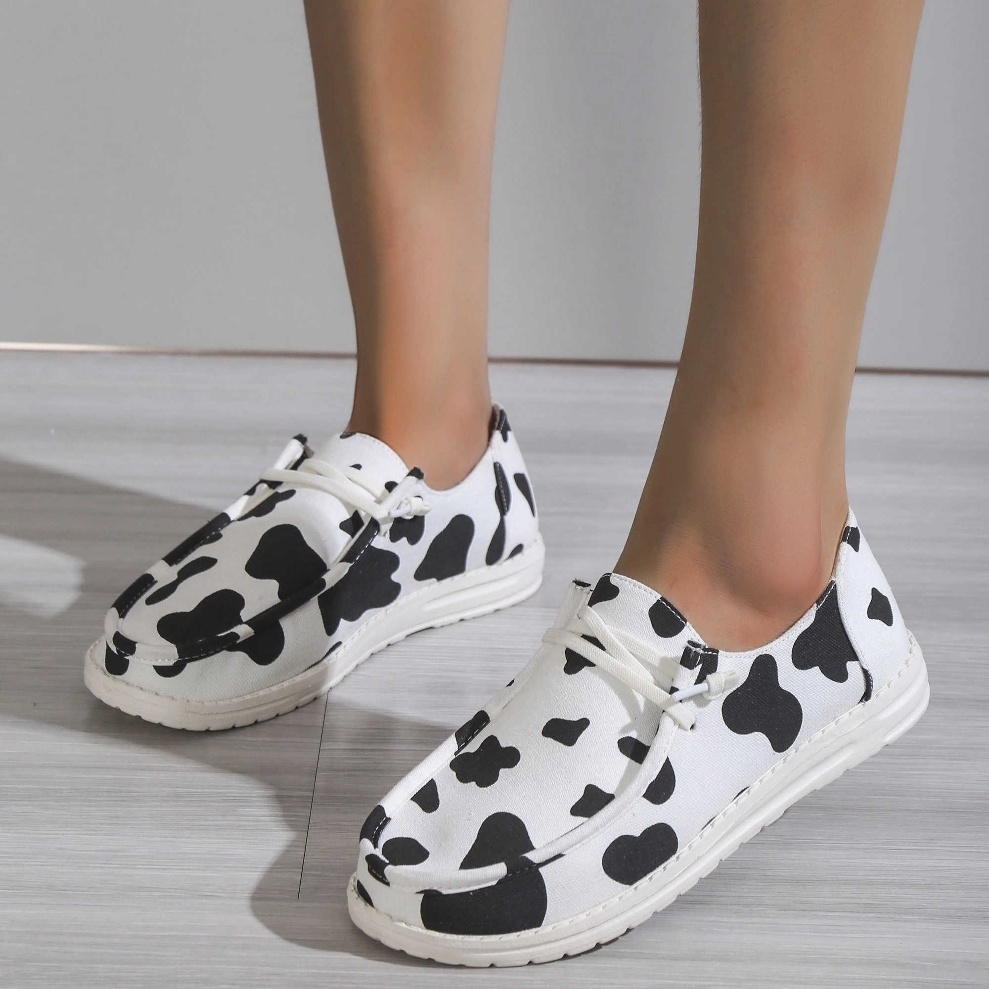 Smart Business Casual Shoes Women's Cow Design Shoes | Casual Lace Up Loafers |