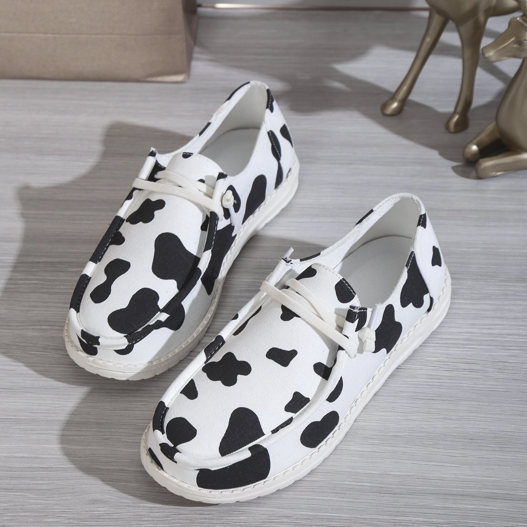 Women's Cow Design Shoes | Casual Lace Up Loafers | Fashion Casual Brown Shoes Reddit