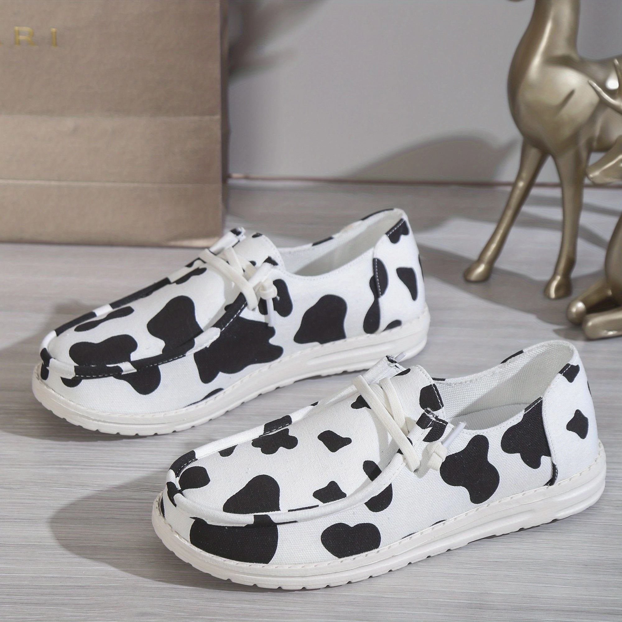Best Casual Shoes For Orthotics Women's Cow Design Shoes | Casual Lace Up Loafers |