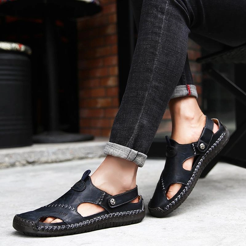 Men Summer Outdoor Stitching Soft Beach Sandals Pointed Toe Ballet Flat Shoes