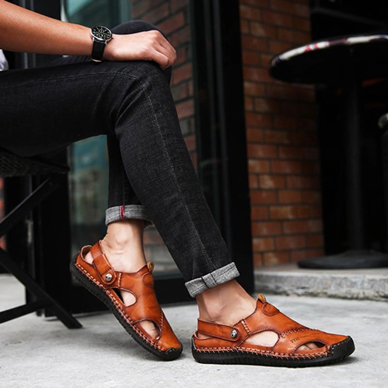 Flat Shoes For Deadlift Men Summer Outdoor Stitching Soft Beach Sandals