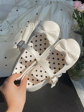 Wedding Shoes Flats Comfortable binfenxie  -  Kawaii Cute Girl Lolita Shoes Japanese Women Shoes Bowknot Round-toe Loli Shoes Jk Girls Flat Tea Party Sweet Shoe