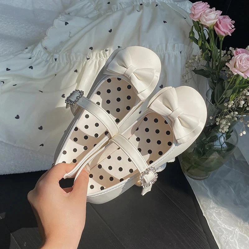 Flat Baseboard With Shoe Molding binfenxie  -  Kawaii Cute Girl Lolita Shoes Japanese Women Shoes Bowknot Round-toe Loli Shoes Jk Girls Flat Tea Party Sweet Shoe