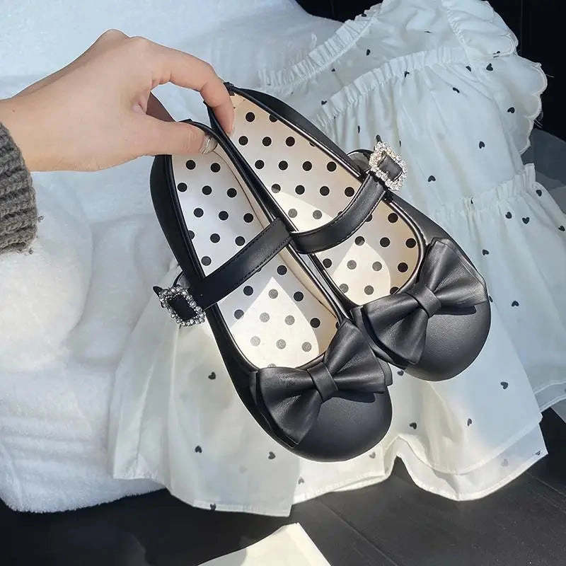Peep Toe Flat Wedding Shoes binfenxie  -  Kawaii Cute Girl Lolita Shoes Japanese Women Shoes Bowknot Round-toe Loli Shoes Jk Girls Flat Tea Party Sweet Shoe