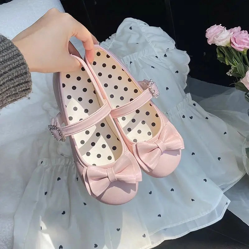 binfenxie  -  Kawaii Cute Girl Lolita Shoes Japanese Women Shoes Bowknot Round-toe Loli Shoes Jk Girls Flat Tea Party Sweet Shoe Aldo Shoes Flat Sandals