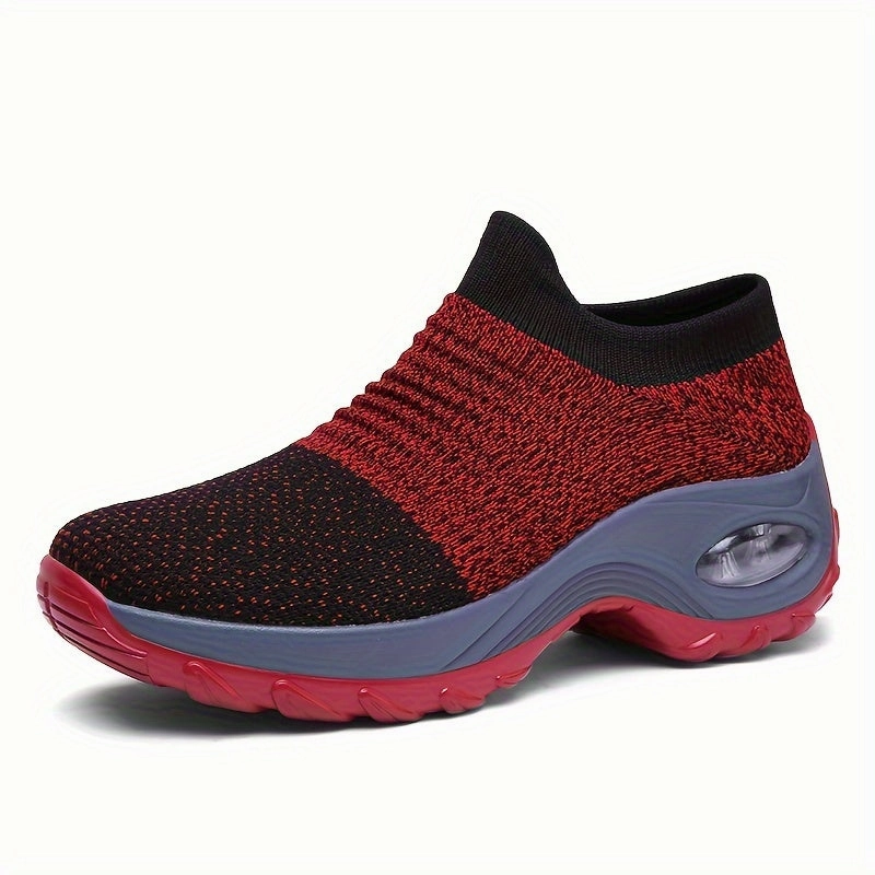Trendy Air Cushion Mesh Breathable Running Shoes, Shock Absorption Wear Resistance Non Slip Sneakers, Casual Versatile Outdoor Sports Flying Woven Shoes Casual Shoes Uk