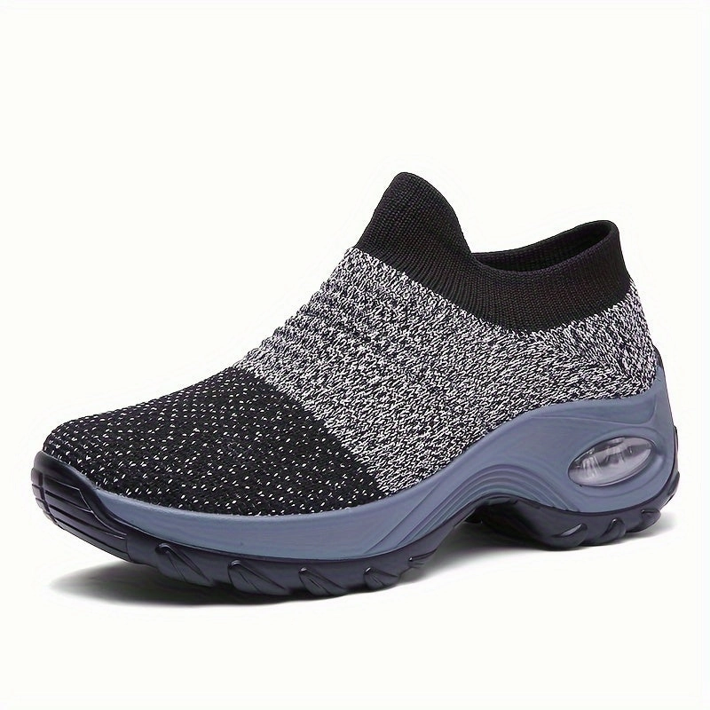 Trendy Air Cushion Mesh Breathable Running Shoes, Shock Absorption Wear Resistance Non Slip Sneakers, Casual Versatile Outdoor Sports Flying Woven Shoes Casual Wear Oxford Shoes Outfit