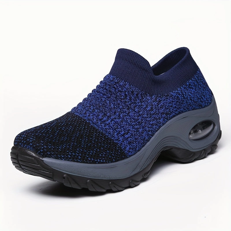 Casual Shoes For Formal Wear Trendy Air Cushion Mesh Breathable Running Shoes, Shock Absorption Wear Resistance Non Slip Sneakers, Casual Versatile Outdoor Sports Flying Woven Shoes