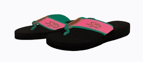 Flip Flops With Gel Womens Signature Horse Racing Flip Flops - Pink & Green