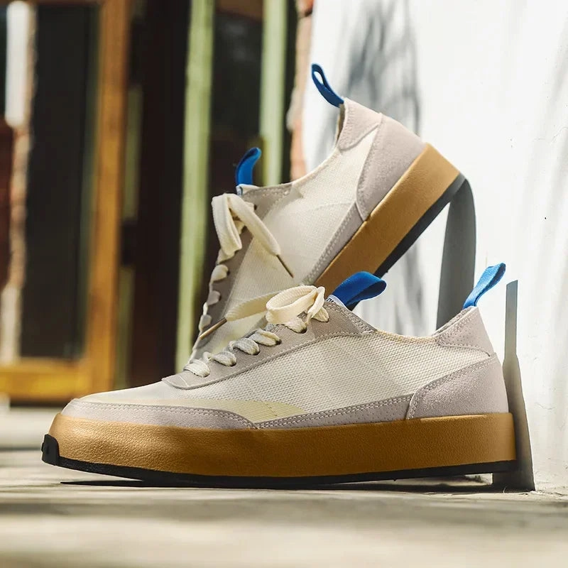 Best Indoor Soccer Shoes For Feet Trendy Men Casual Sneakers Patchwork Flat Canvas Shoes for Men Ice Silk Walking Platform Shoes