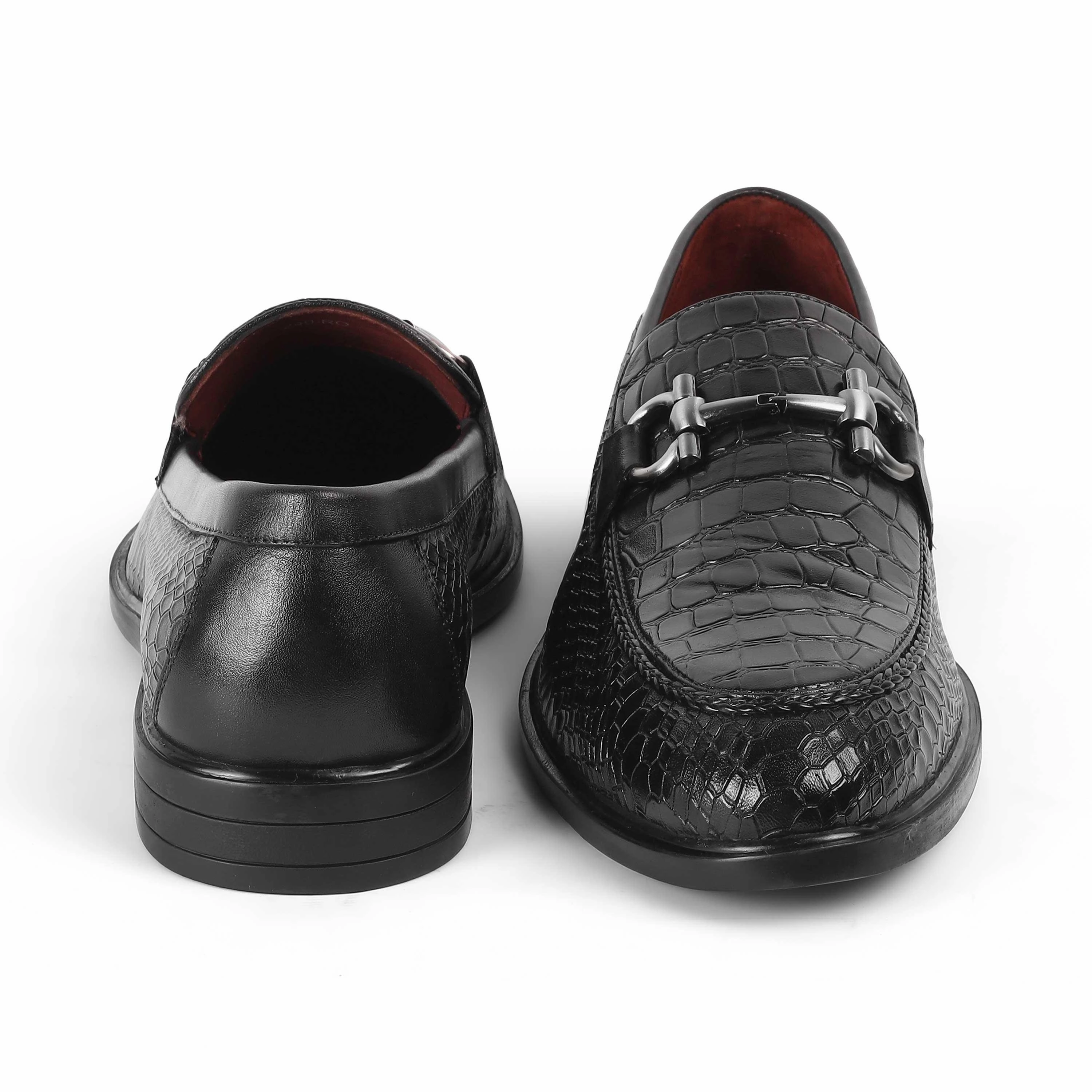 2 Inch Loafers With Rocker Solo Tresmode Ro Black Men's Textured Leather Loafers