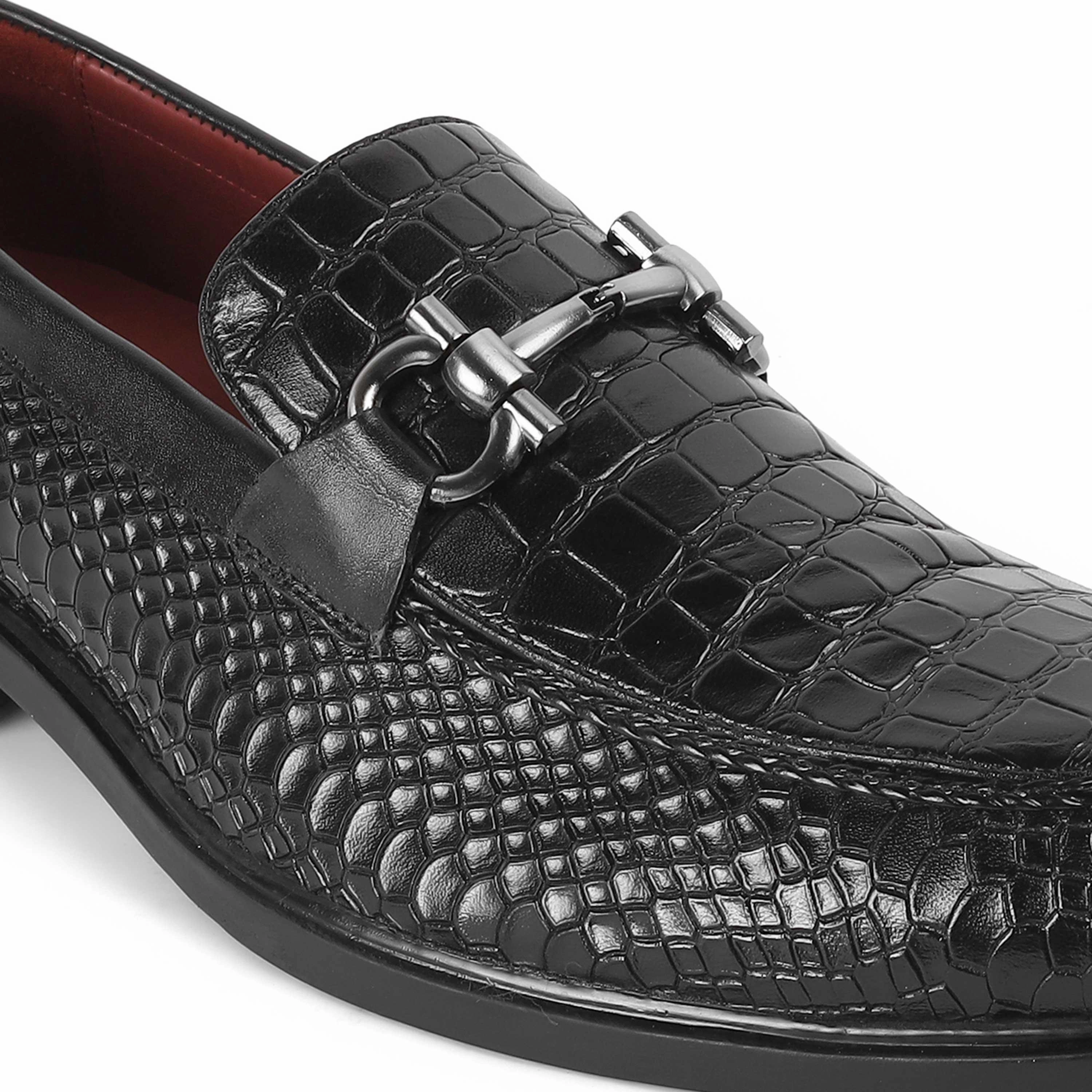 Tresmode Ro Black Men's Textured Leather Loafers Liu Jo Loafers