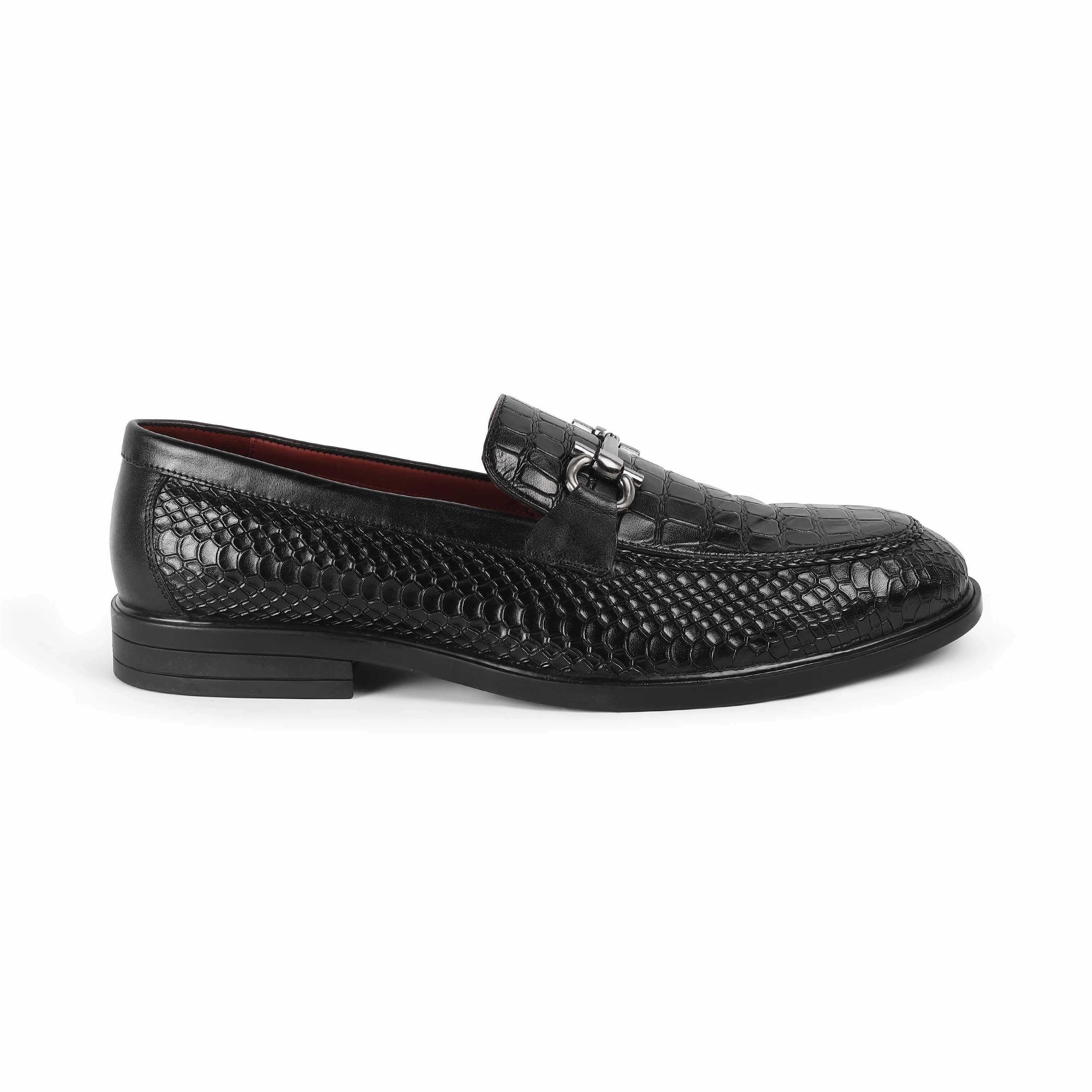 Loafers Trendy Tresmode Ro Black Men's Textured Leather Loafers