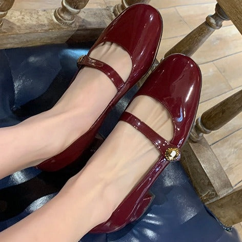 Women's low heel marry jane loafers shoes french chic dressy loafers Patent Loafers