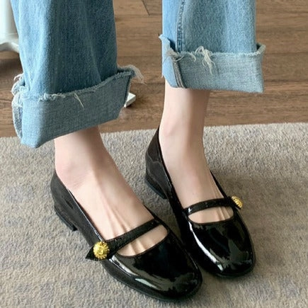 Women's low heel marry jane loafers shoes french chic dressy loafers Loafers Extra Wide