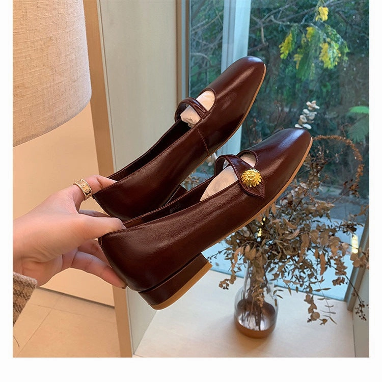 Women's low heel marry jane loafers shoes french chic dressy loafers Penny Loafers Black