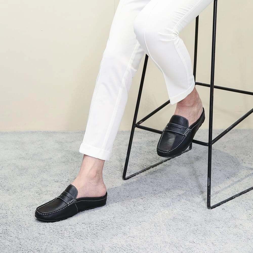 5 CM / 1.95 Inches Taller - CMR CHAMARIPA Height Increasing Loafers Shoes Black Leather Dress Slipper Elevator Moccasins Driving Shoes Ruby Slippers New Orleans