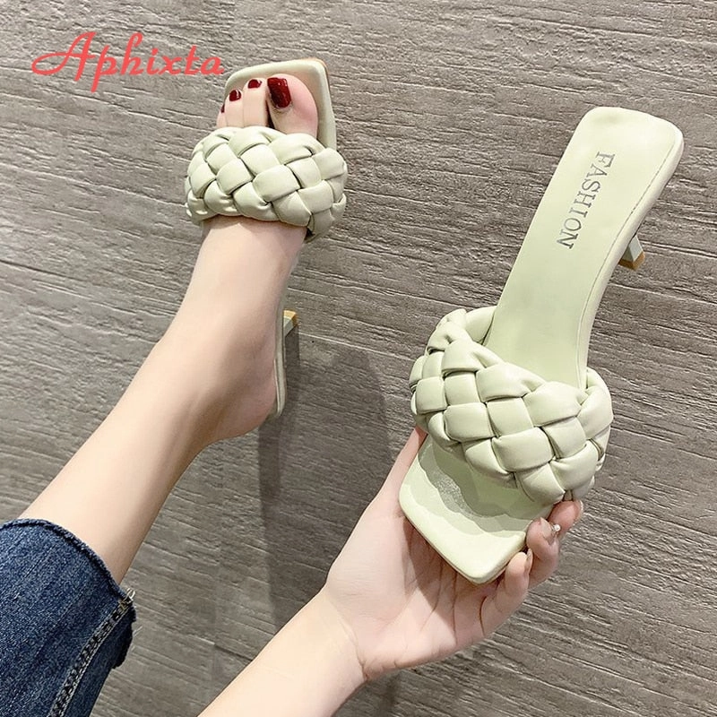 Rope Lattice Peep Toe Designer Platform Heel Women Outside Sippers Shoes Slippers Womens