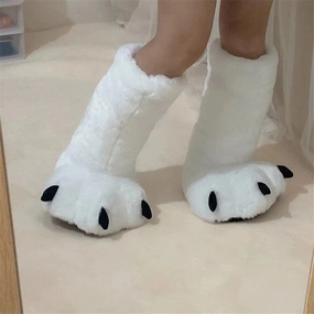 Women Bear Claw Winter Home Slippers Boys Girls Big Foot Slippers