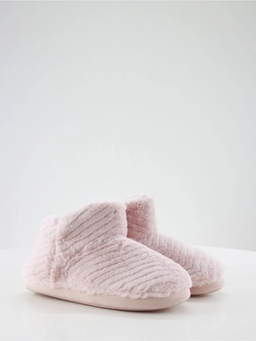 Baya Slide Women's Faux Fur Striped Slippers,Light Pink