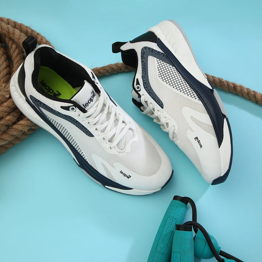 Leap7x Sports White Running Shoes For Mens EVELSTER-E By Liberty Running Shoes For Winter Running