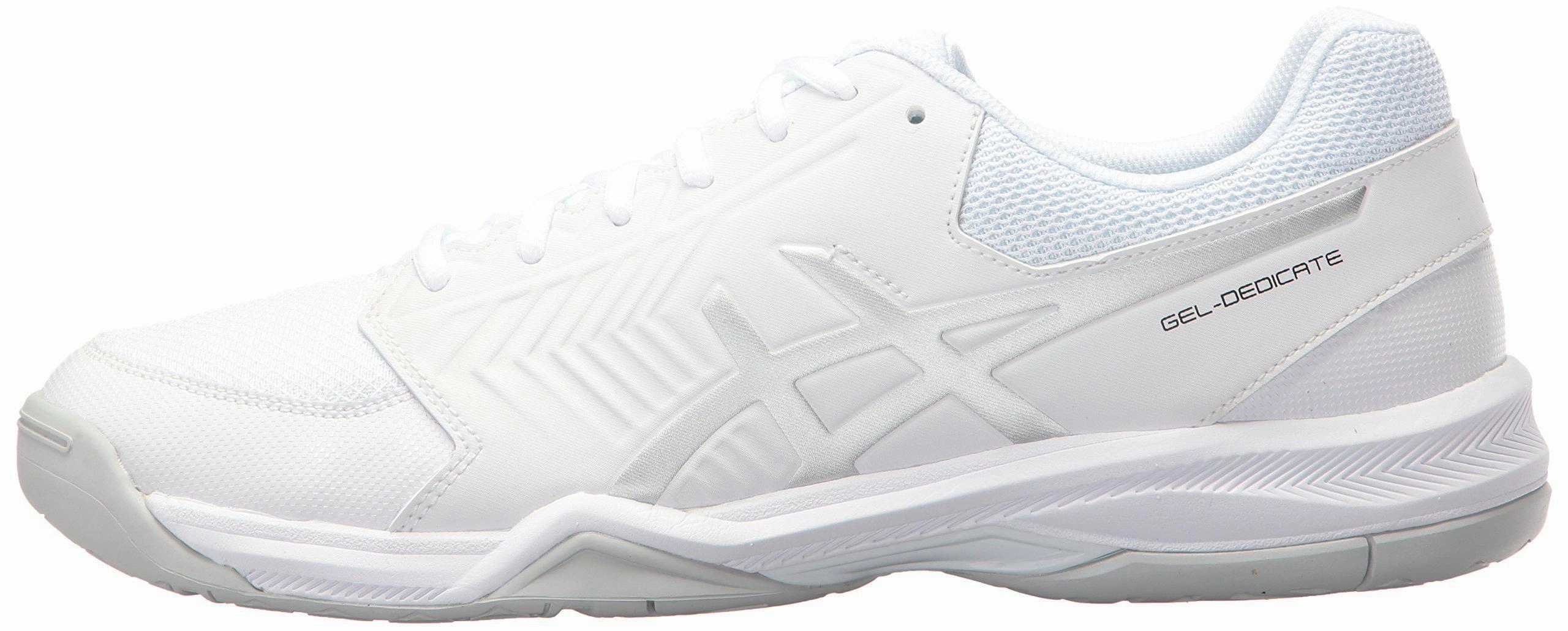 Asics Gel-flux 5 Running Shoes ASICS Men's Gel-Dedicate 5 Tennis Shoe White/Silver 11 M US