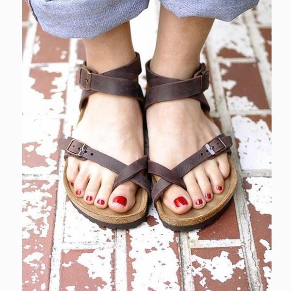 Ankle Strap Buckle Flip Flop Gladiator Thong Flat Sandals Flip Flops In New York