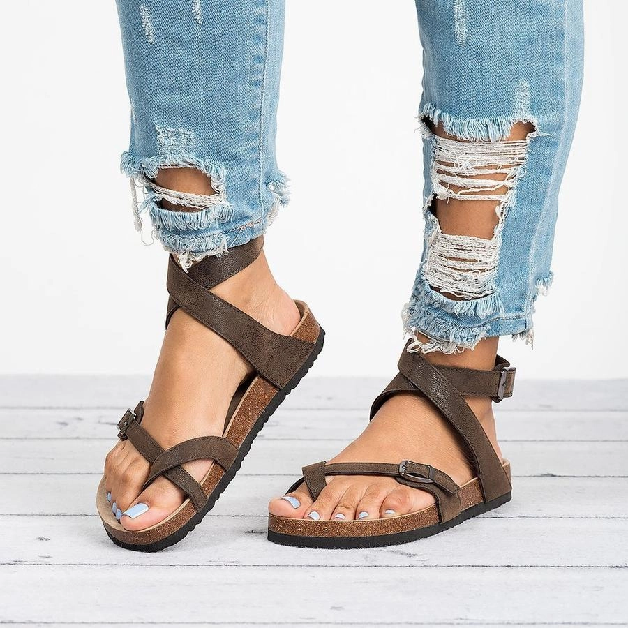 Flip Flop Phone Ankle Strap Buckle Flip Flop Gladiator Thong Flat Sandals