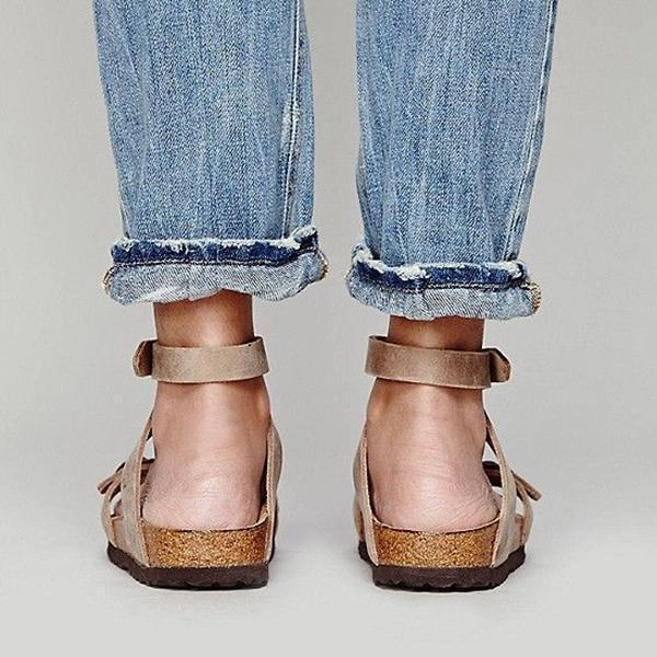 Fish Flip Flopa Ankle Strap Buckle Flip Flop Gladiator Thong Flat Sandals