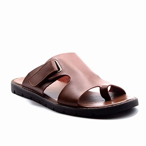 Men's 69213 Leather Slip On Peasant Toe Loop Roman Flip Flop Dress Sandals Sandals Jamaica Resorts