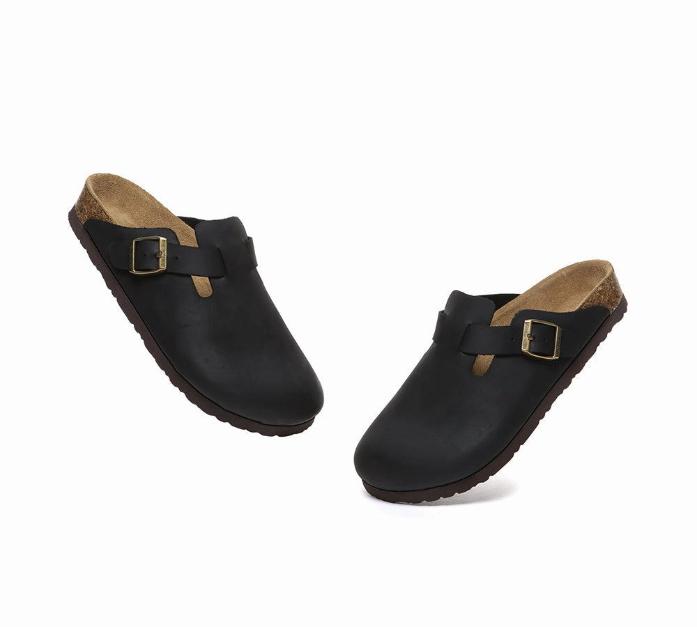 Men Leather Adjustable Buckled Straps Slip-on Flat Sandal Slides Brooklyn Antigua Resort