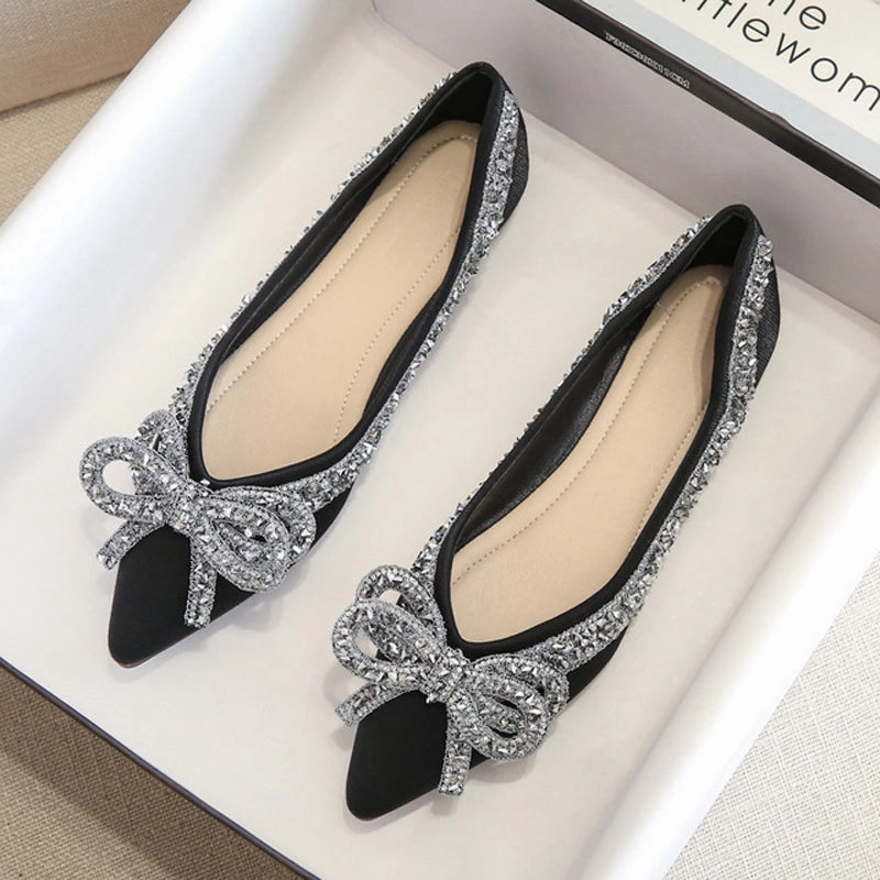 Pom Pom Shoes Flats Belifi Rhinestone  Casual Comfort Dressy Flats For Wedding Bling Diamonds Bridal Shoes