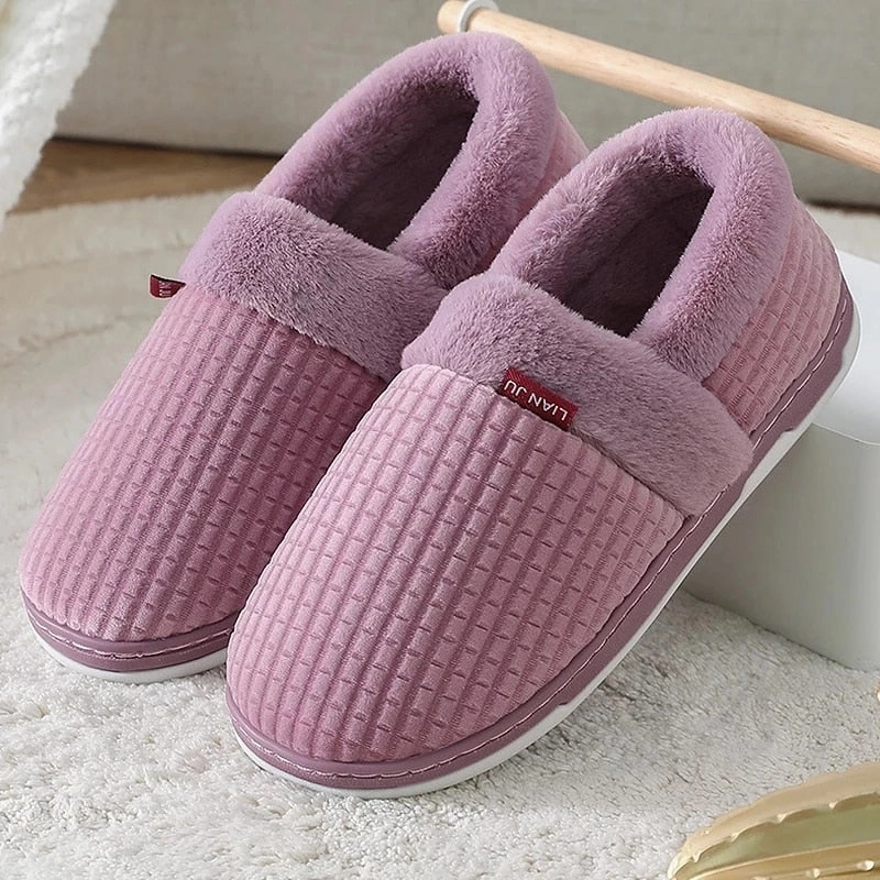 Cuzcare Men Colorful Home Fur Slippers Winter Shoes Hiking Slippers