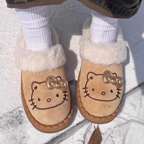 Cozy Kitty Furry Winter Shoes for Women  Velvet-Lined, Half Slippers Snow Boots Ariat Square Toe Slippers