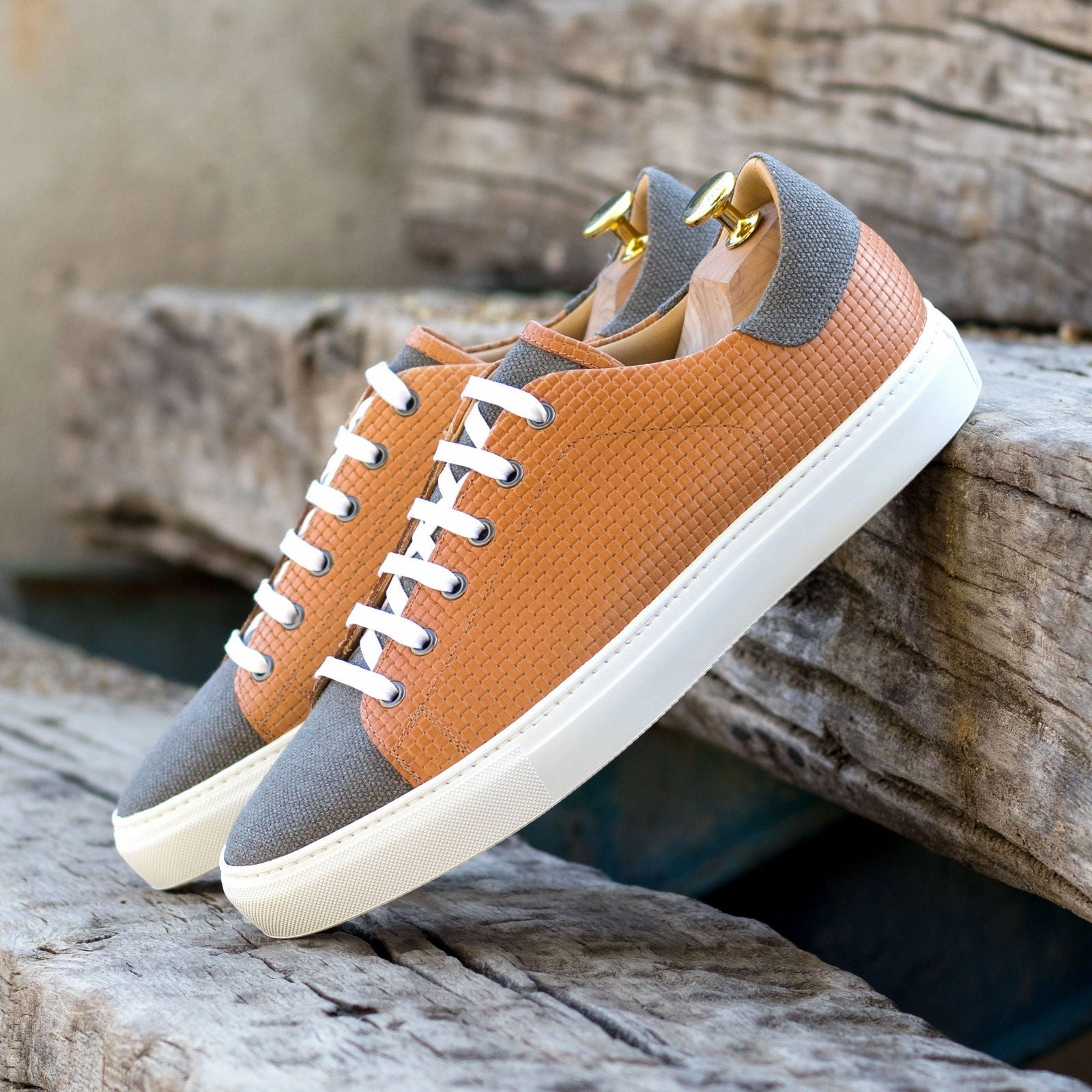 Casual Mochi Shoes Men's Trainers Wide Plus Size Grey 5604